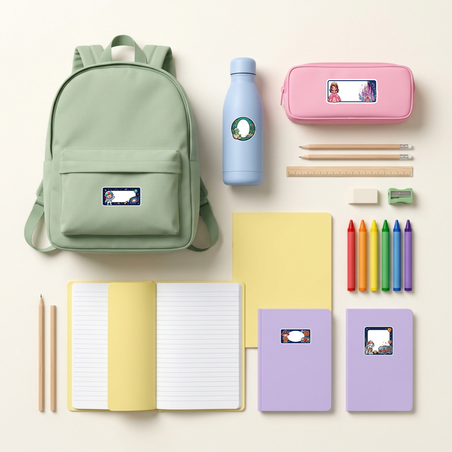 Pack Cahiers Essentiel — 15 étiquettes rentrée à personnaliser