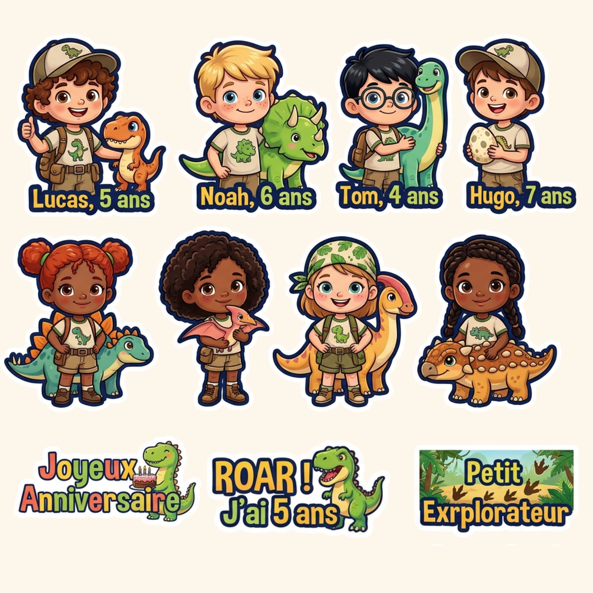 Pack Anniv XL — Le pack complet avec 10 stickers prénom + grand sticker  géant