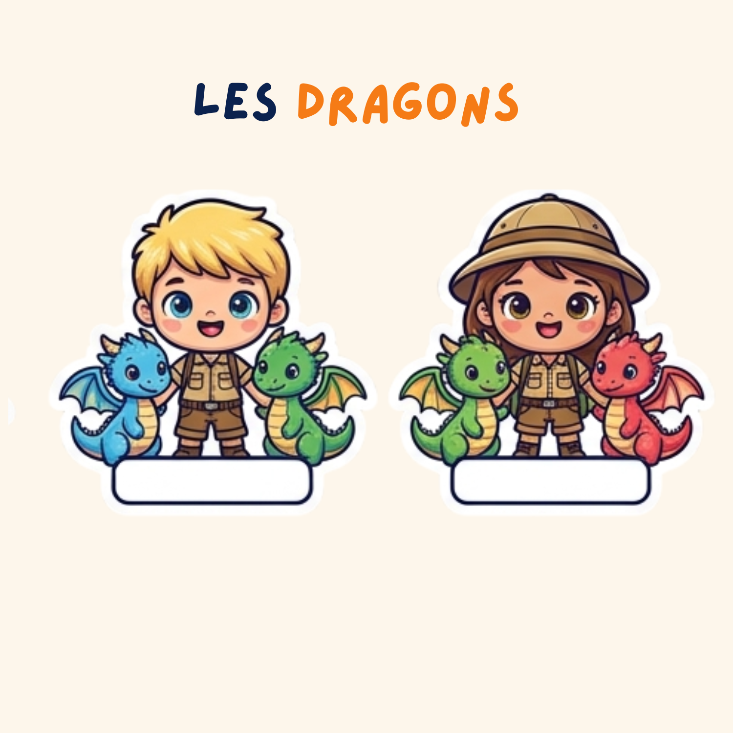 Pack Personnages Prénom — 6 stickers personnalisés pour tes affaires