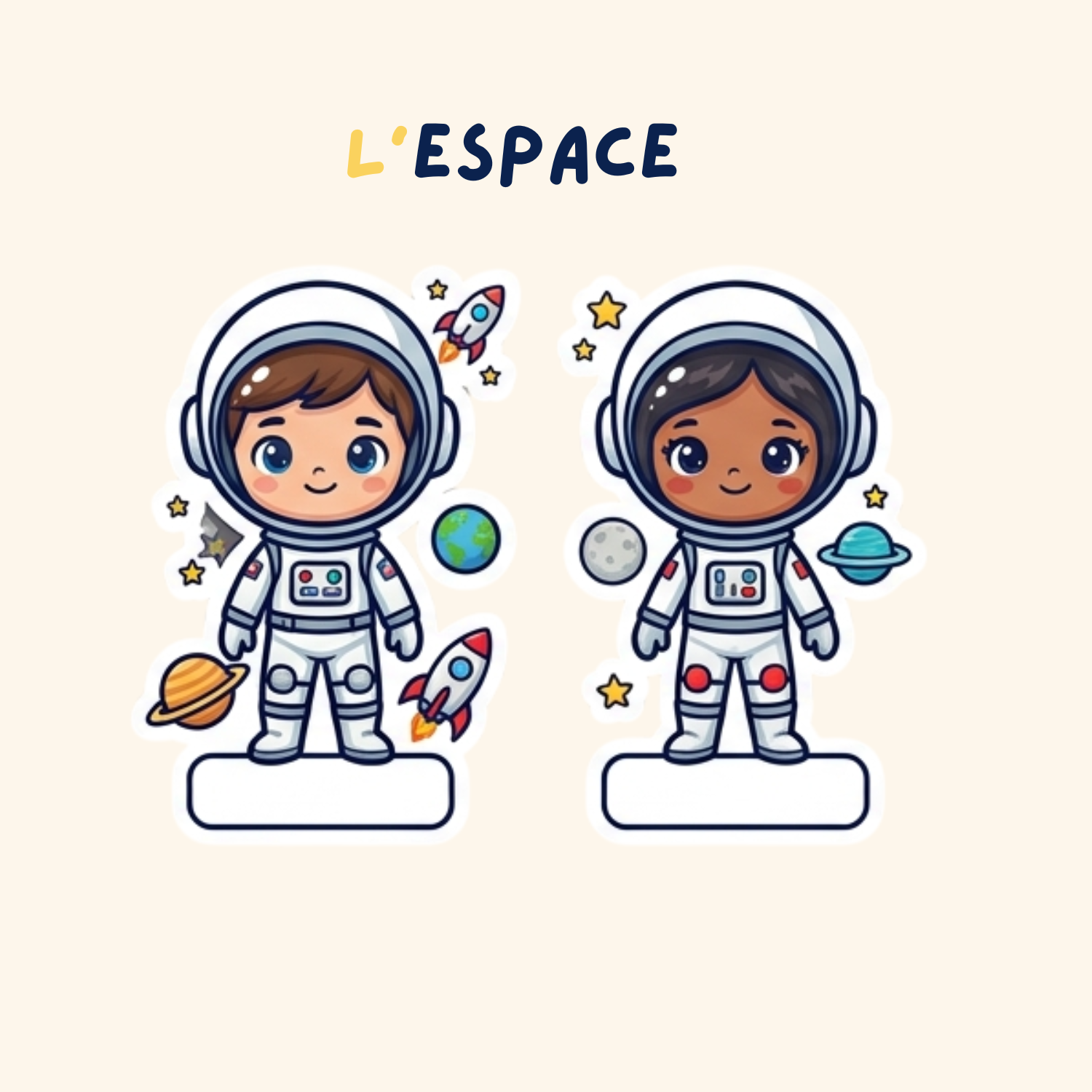 Pack Personnages Prénom — 6 stickers personnalisés pour tes affaires