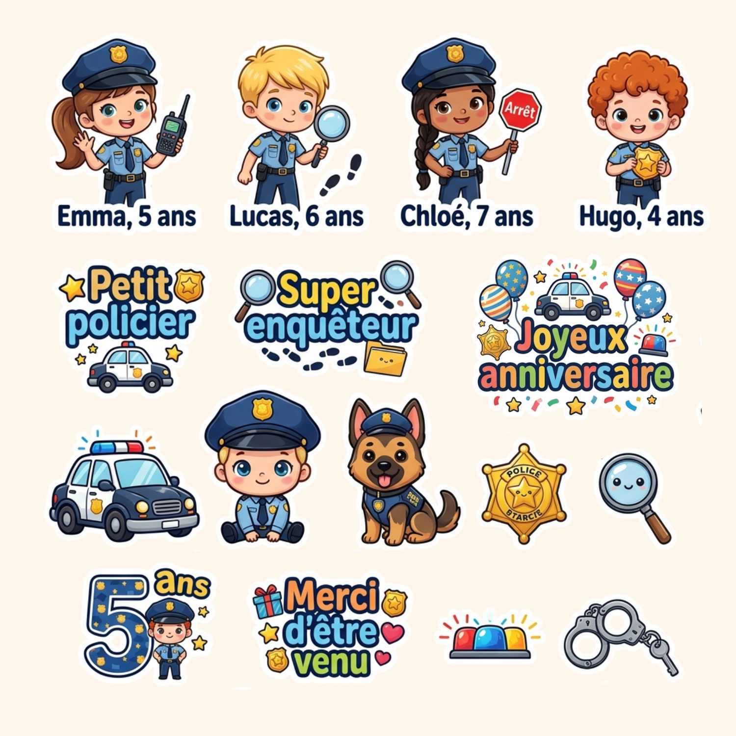 Pack Anniv XL — Le pack complet avec 10 stickers prénom + grand sticker  géant