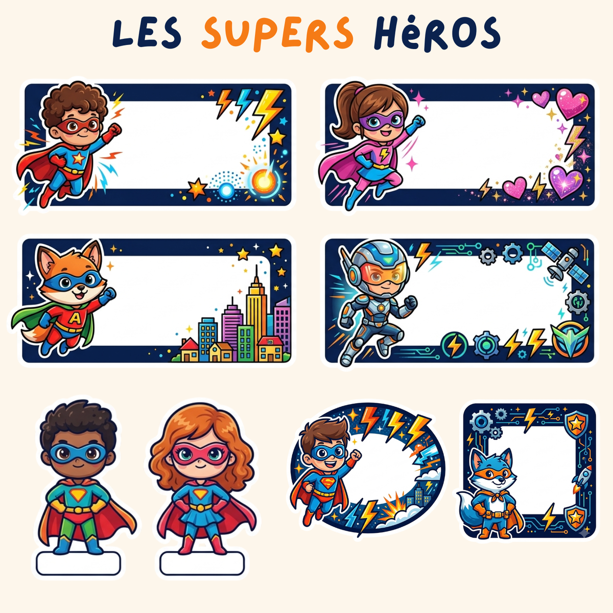 Pack Rentrée Complet — 15 étiquettes + 3 stickers prénom personnalisés